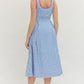 Gingham Contrast Midi Dress - Light Blue