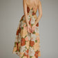 Floral Sleeveless Midi Dress - Olive