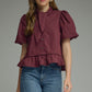 Scarf Neck Tie Top - Burgundy