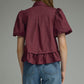 Scarf Neck Tie Top - Burgundy