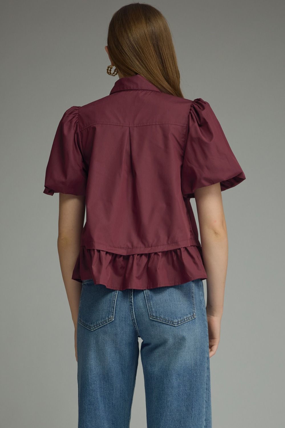 Scarf Neck Tie Top - Burgundy