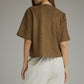 Short Sleeve Top w Gold Detail - Wood