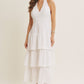 Halter Tiered Ruffle Maxi Dress -White