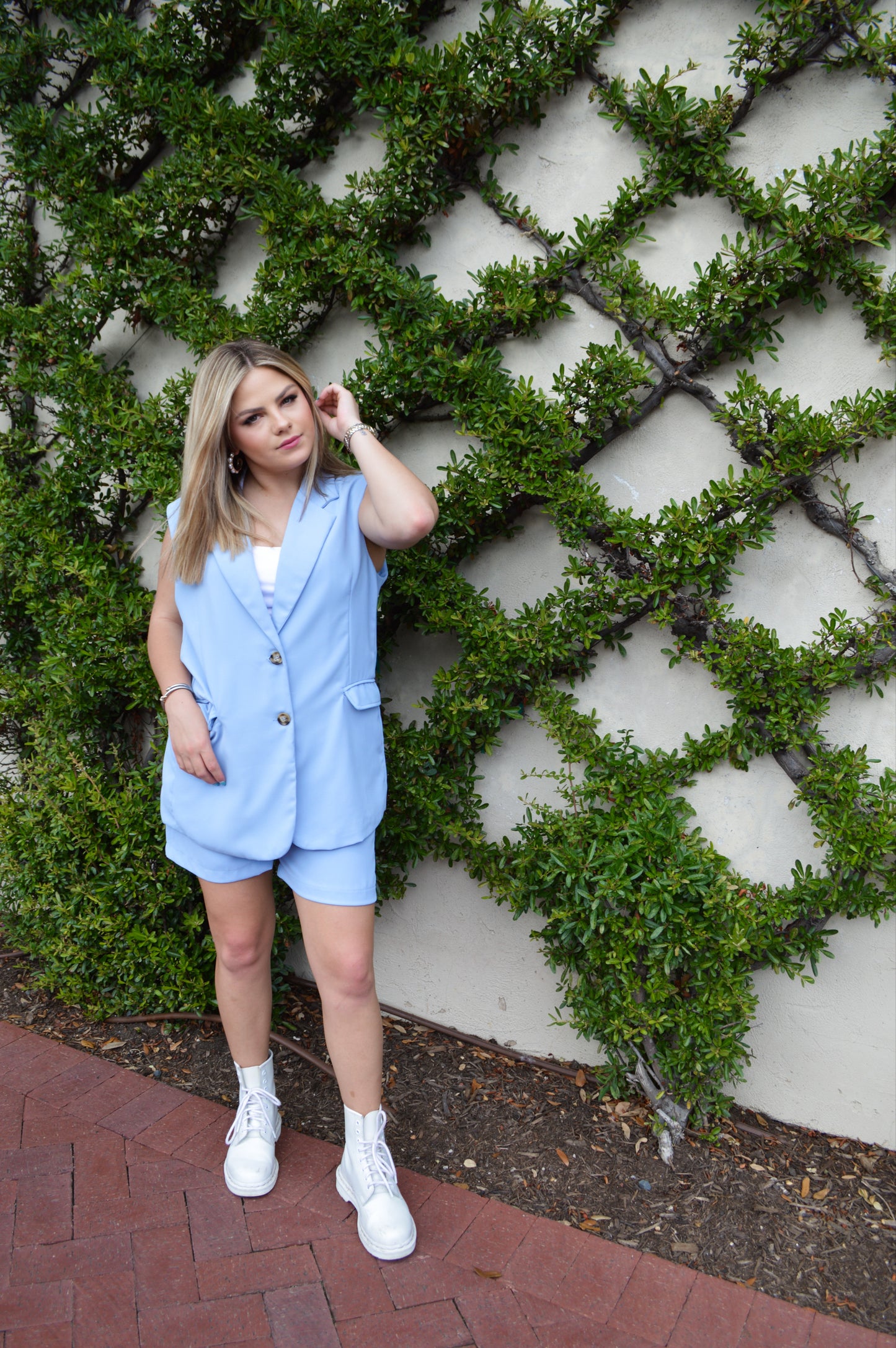 Style Icon Vest and Shorts Set - Blue