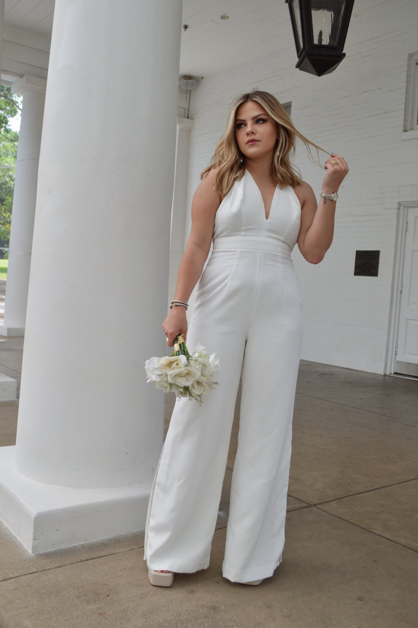 Bride To Be Halter Jumpsuit - White