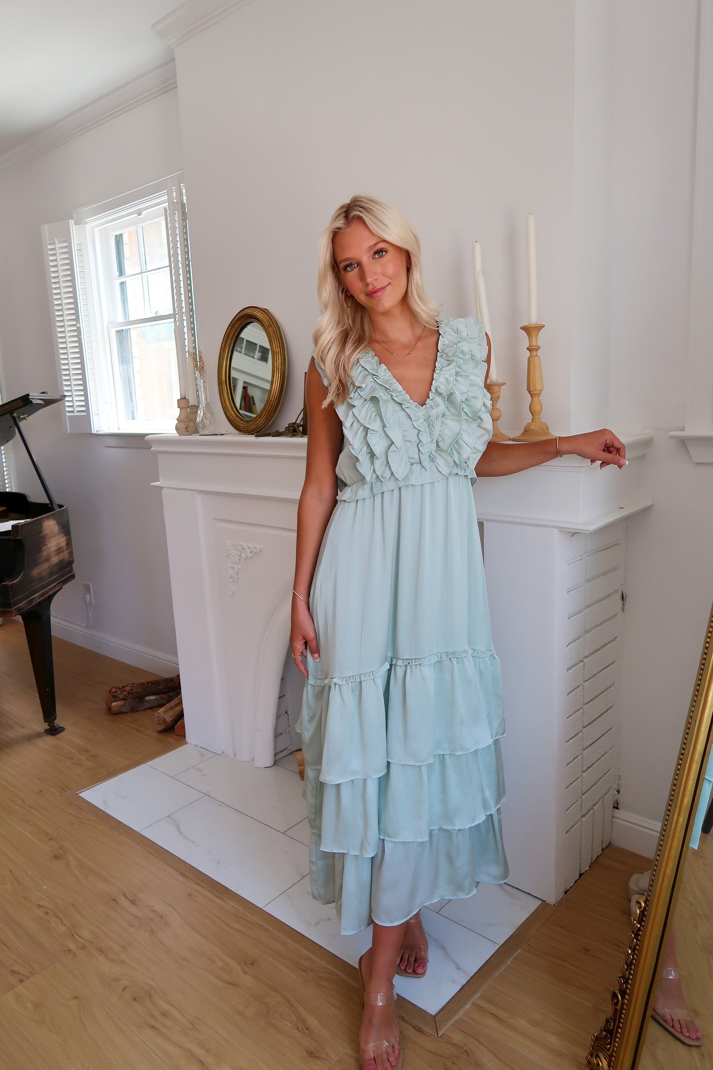 Here's to the Newlyweds Tiered Maxi Dress - Sage