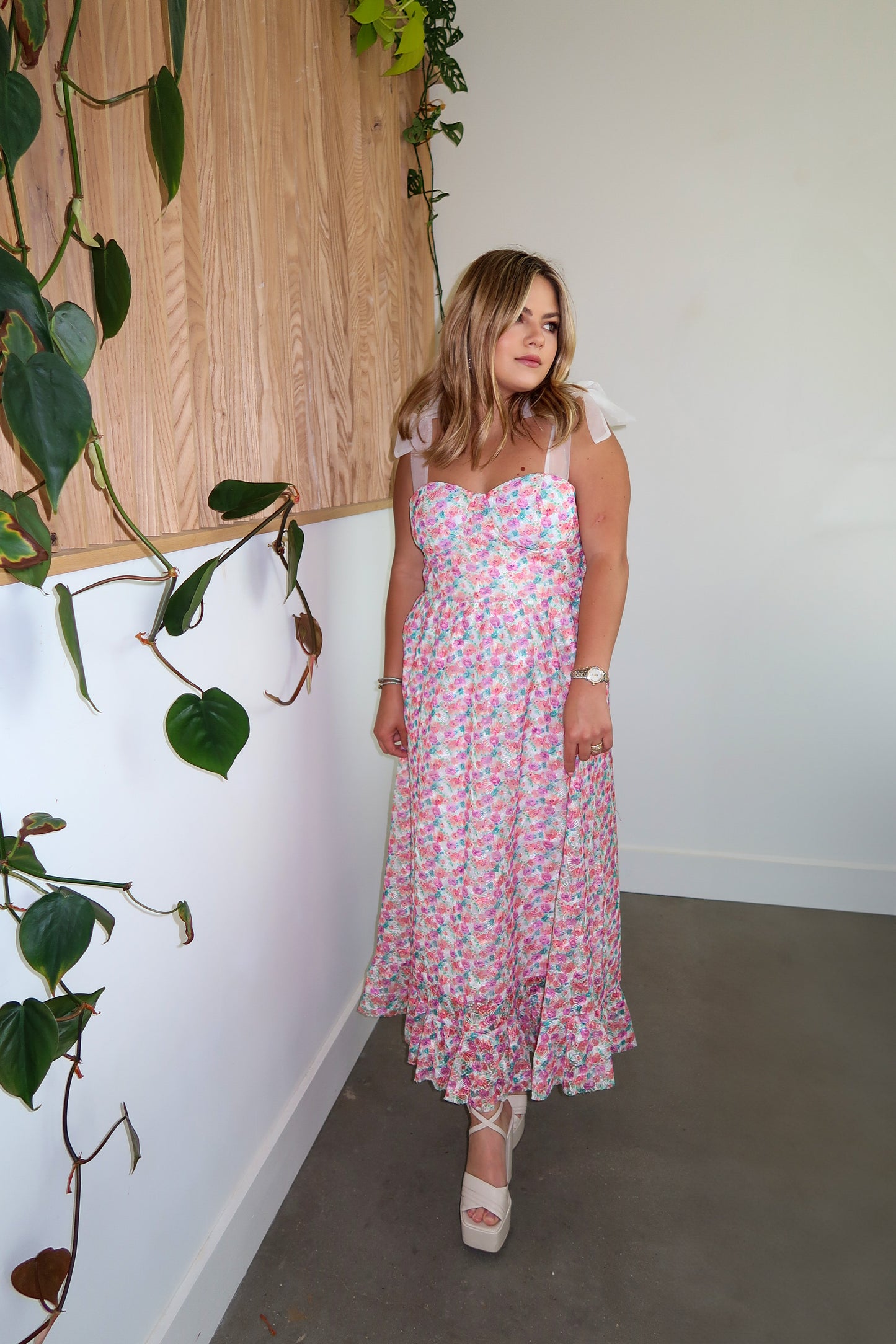 Primrose Floral Midi Dress - White Multi