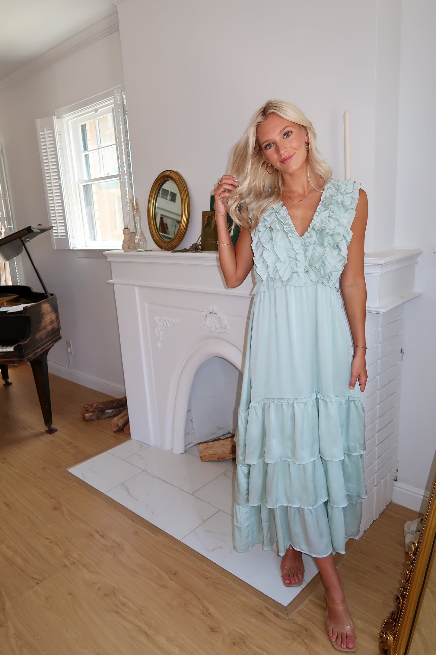 Here's to the Newlyweds Tiered Maxi Dress - Sage