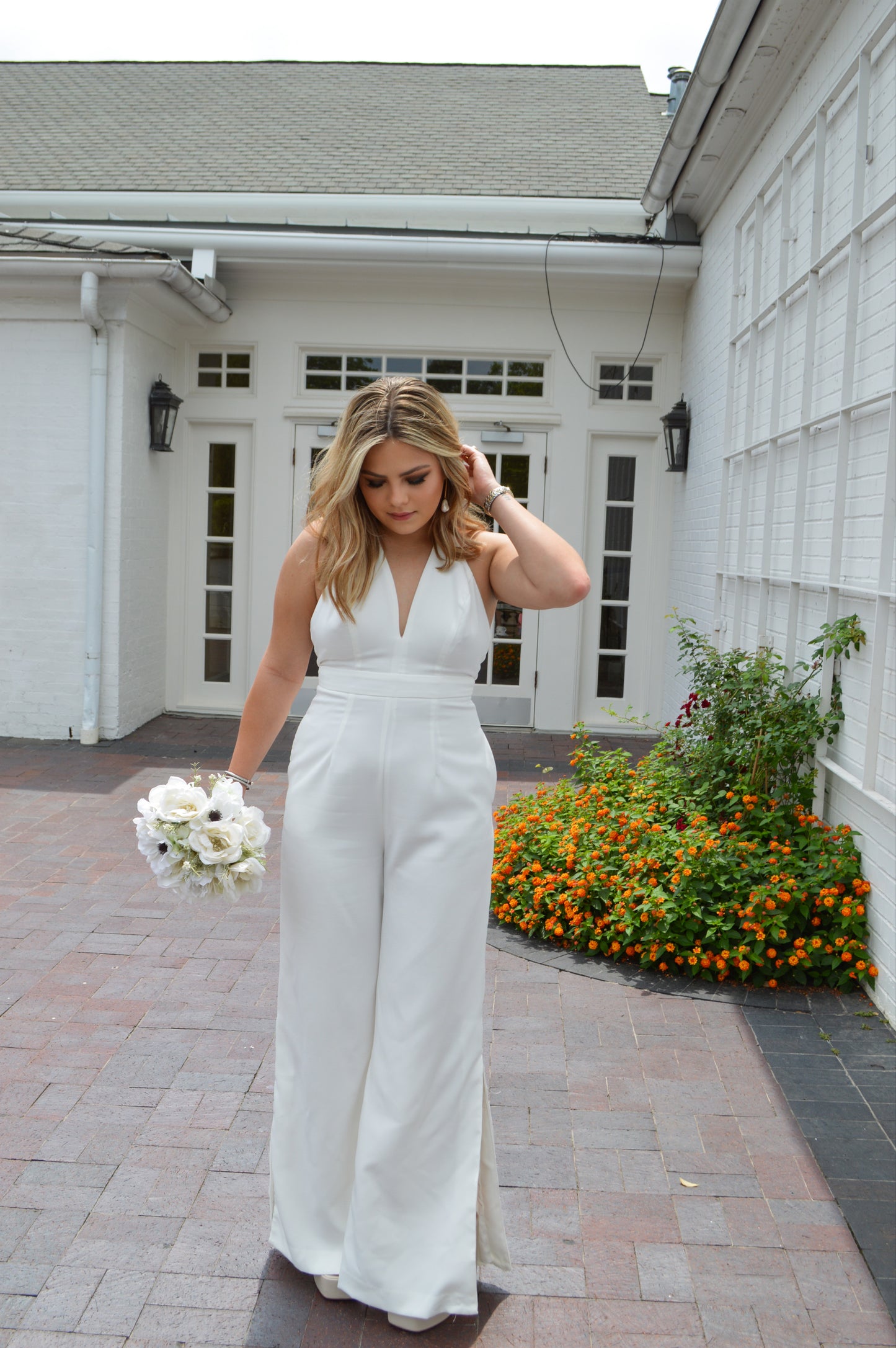 Bride To Be Halter Jumpsuit - White