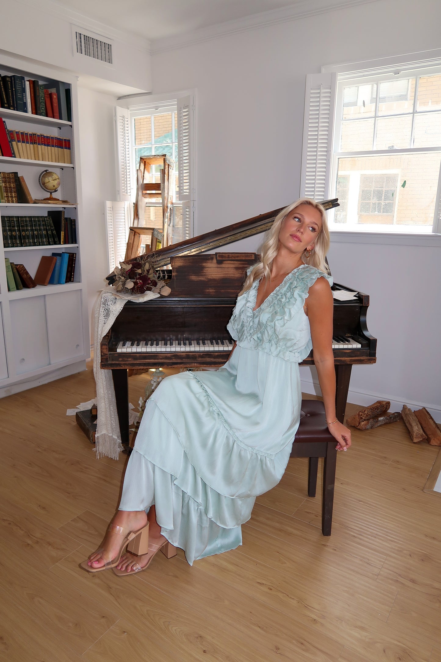 Here's to the Newlyweds Tiered Maxi Dress - Sage