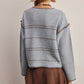 Contrast Stitch V Neck Sweater - Slate Blue