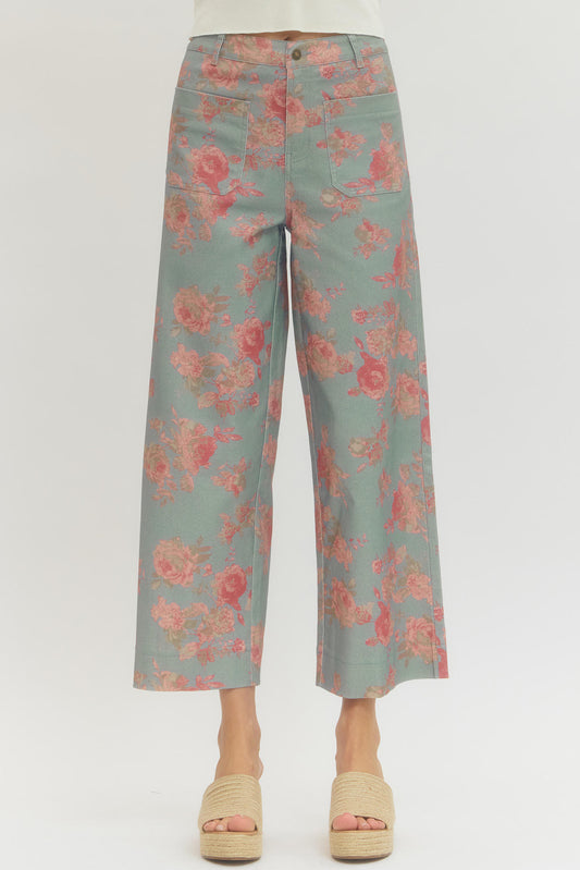 Floral Pants - Blue/Pink