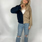 Two-Toned Zip Up Jacket - Navy/Khaki