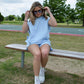 Swish Sleeveless Hoodie & Shorts Set - Sky Blue