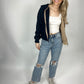 Two-Toned Zip Up Jacket - Navy/Khaki